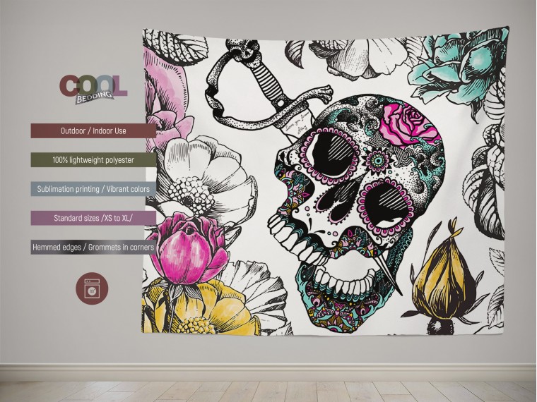 Декоративно пано Sugar skull floral